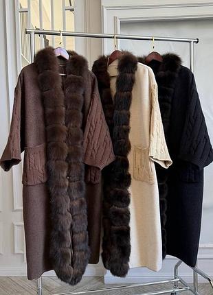 Кардиган пальто кашемір та хутро max mara довге
