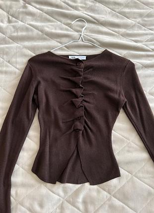Жіночий світшот zara коричневий, розмір xs/s