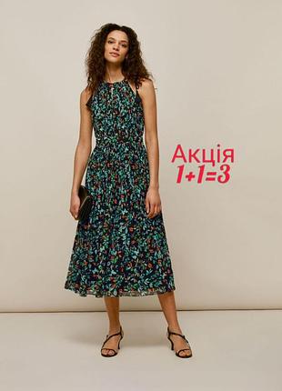 Сукня міді whistles blue forest floral halter dress