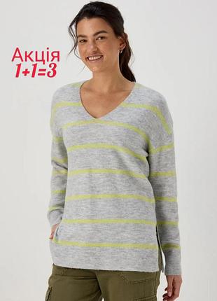 Светр джемпер papaya grey spandex stripe v neck jumper кофта matalan