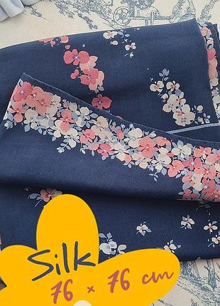 Michel paris синя шовкова хустка / silk scarf / silk scarf paris / хустка шовк 75 × 75 см