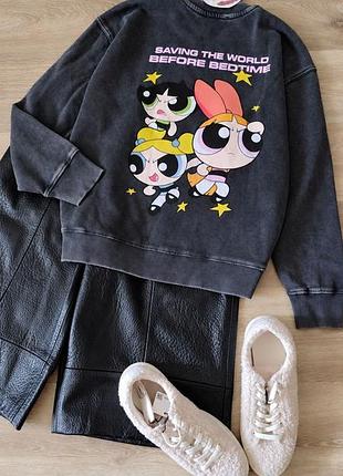 Виварений світшот  принт the powerpuff girls zara розмір s