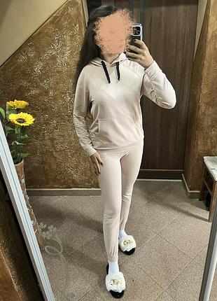 Спортивний костюм жіночий, бежевий, розмір s-m, 100% бавовна