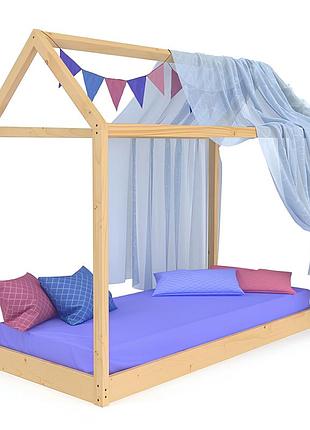 Детская кровать-домик 80x190 см деревянная покрыта лаком sportbaby