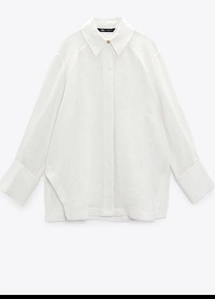 Сорочка жіноча zara біла лляна