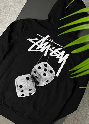 Чоловіче худі stüssy fuzzy dice чорне з принтом гральних кісток