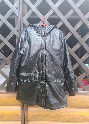 Дощовик для дівчаток zara kids чорний лаковий
