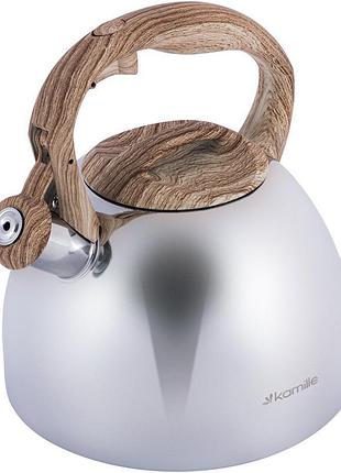 Чайник kamille whistling kettle 2.7л з нержавіючої сталі сатин зі свистком