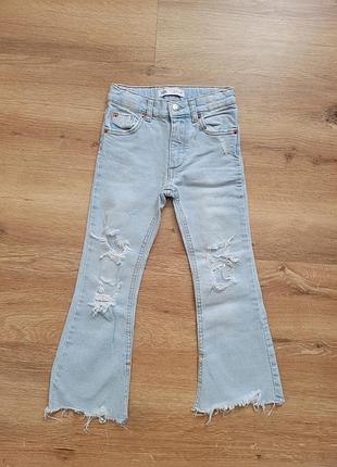 Джинси рвані кльош zara на 5-6 років 110-116 см