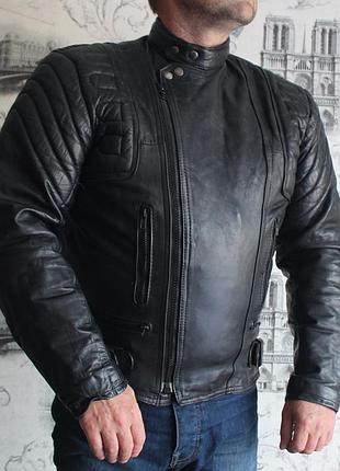 Мотокуртка байкерка косуха moto leather jacket нат кожа!