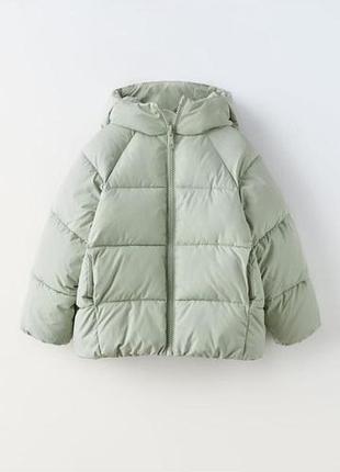 Куртка-пуфер для дівчинки zara, м'ятна