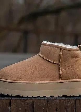 Уггі жіночі ugg коричневі на середній підошві 27 см