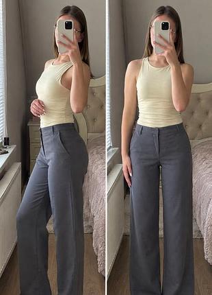 Брюки жіночі zara прямі сірі