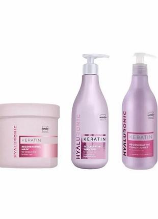 Набір засобів для відновлення волосся бренду unic із серії hyaluronic keratin (для ламкого та пошкодженого волосся)
