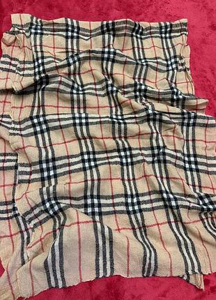 Шарф жіночий burberry в клітинку, бежевий, кашеміровий, 170*55 см
