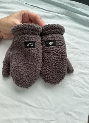 🧸 дитячі зимові рукавички варежки ugg оригінал, на 4-6 років (сірі)