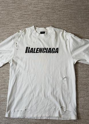 Футболка унісекс balenciaga destroyed біла бавовняна one size