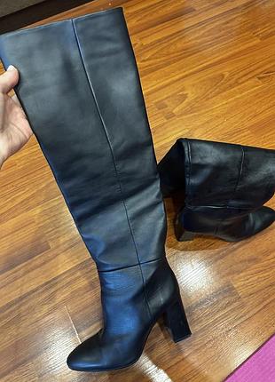 Шкіряні чоботи чобітки труби zara
