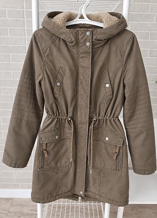 Женская парка vero moda хаки из хлопка, утепленная, с капюшоном