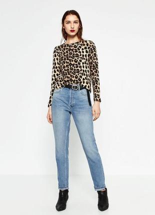 Леопардовая блузка с вырезом по спинке zara4 фото