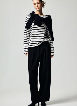 Жіночий лонгслів h&m у смужку білий /темно синя смужка розмір s