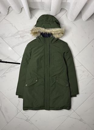 Стильна зимова куртка-парка tommy jeans у кольорі хакі, розмір s