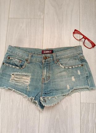 Жіночі джинсові шорти denim co блакитні з рваним декором