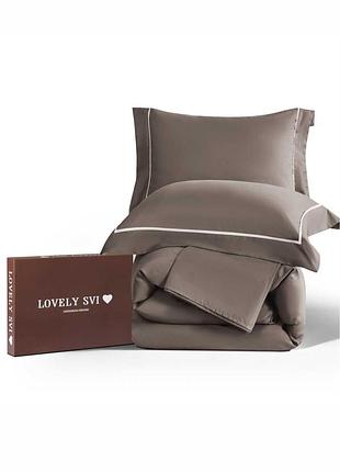 Комплект постельного белья lovely svi сатин люкс 300тс (135г/м2) полуторный brown (230326)