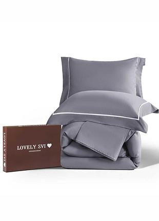 Комплект постельного белья lovely svi сатин люкс 300тс (135г/м2) полуторный grey (210326)