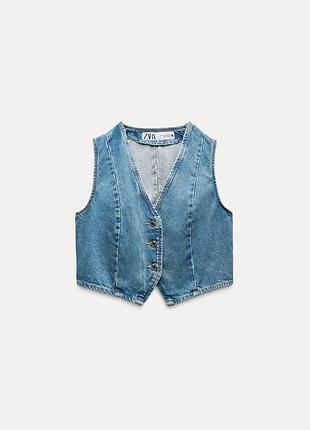Джинсовая жилетка zara