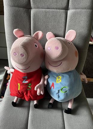 М'які іграшки для дівчинки та хлопчика peppa pig свинка пеппа та братик джордж, різнокольорові, середні