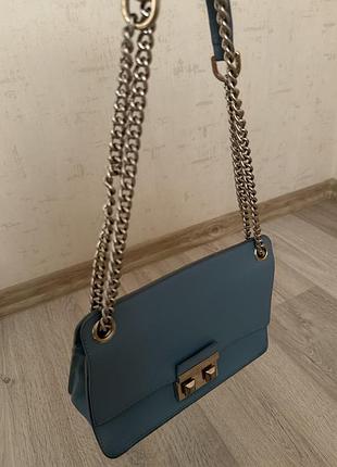 Сумка жіноча furla metropolis, блакитна, шкіряна