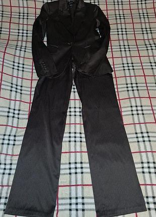 Брючний костюм жіночий mango suit коричневий у смужку, розмір eur 38