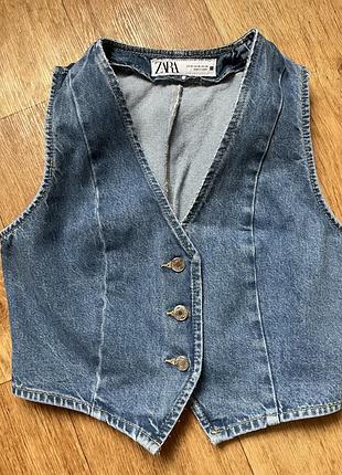 Джинсовая жилетка zara 2