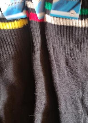 Носки теннисные    «tennis-socken» . черные высокие с цветными полосками на резинке, продающиеся с этикетками с надписью