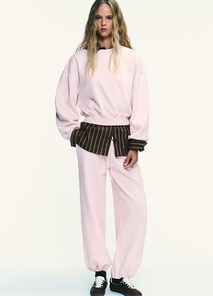 Розовые спортивные штаны джоггеры zara