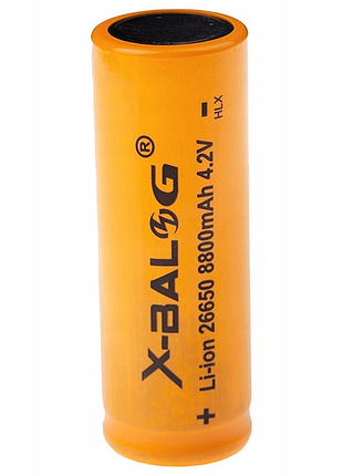 Аккумулятор li-ion x-balog 26650 8800mah, 4.2v многоразовая батарейка оранжевый