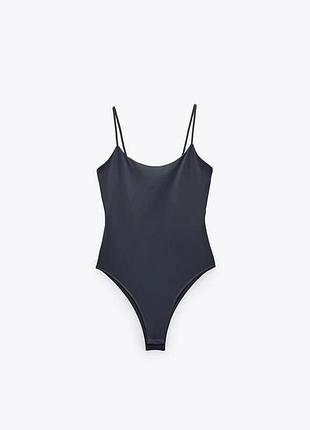 Жіноче боді zara облягаюче на бретелях (сіро-синьому)