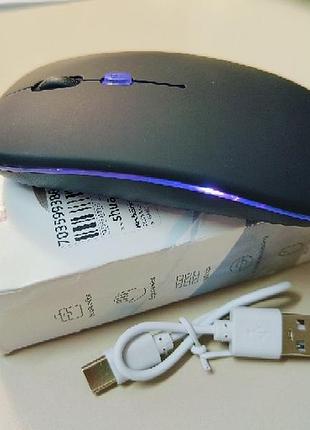 Комп'ютерна мишка бездротова bluetooth + 2.4g, акумуляторна, type-c, rgb, тиха 3