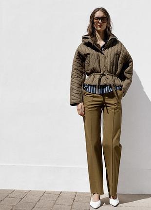 Жіноча стьобана куртка zara хакі s