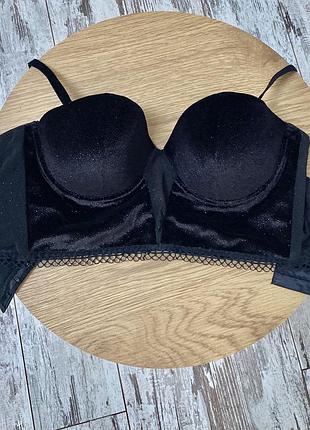 Intimissimi шикарный черный бархатный блестящий бюст корпус