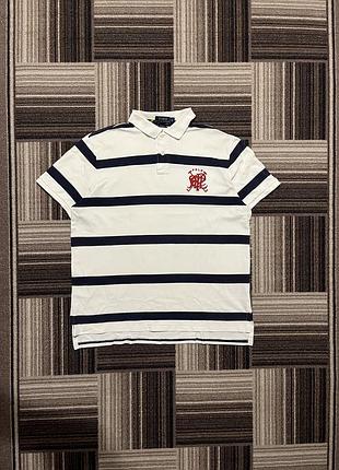 Поло чоловіче polo ralph lauren у смужку біле з синім