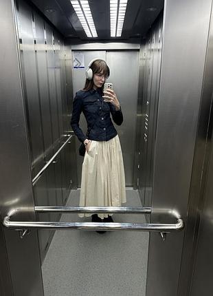 Міді спідниця жіноча zara бежева розмір m бавовна
