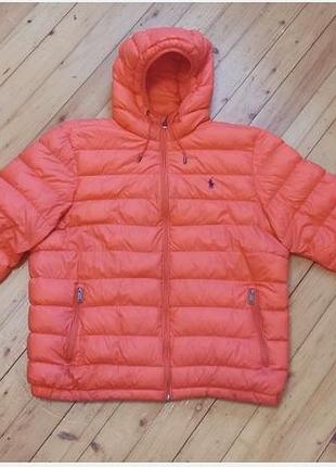 Куртка-пуховик чоловіча polo ralph lauren помаранчева, розмір xl
