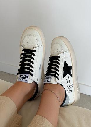 Кожаные кеды golden goose ggdb stardan white black