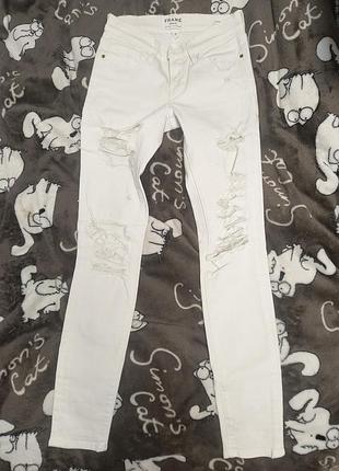Джинси жіночі frame denim скіні білі рвані