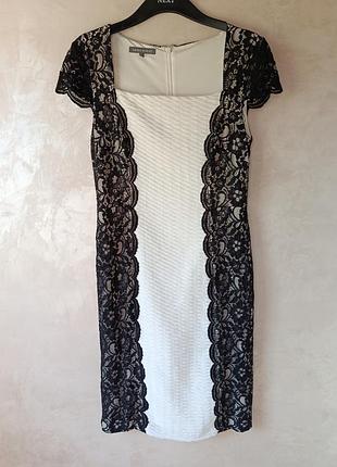 Элегантное кружевное платье laura ashley с фактурной вставкой (р. m / eur 38)