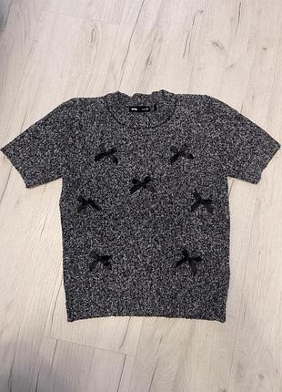 Жіночий джемпер sinsay темно-сірий меланжевий з короткими рукавами