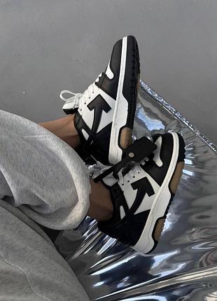 Кросівки чоловічі off white x out of office чорно-білі з натуральної шкіри