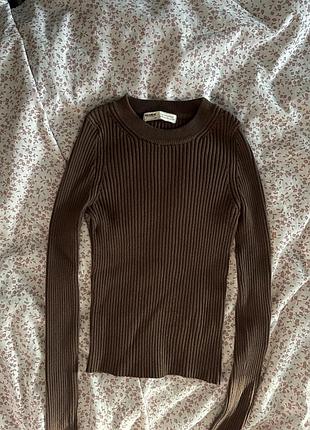 Лонгслів pull & bear коричневий розмір xs